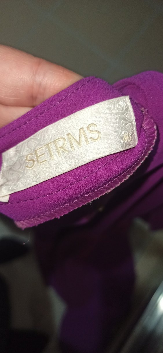 Uzun Mor V Yaka Kadın Elbise - Görsel 3