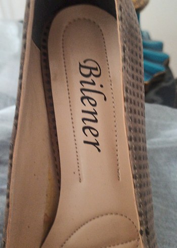 Bej Yılan Desenli Kadın Stiletto platform - Görsel 3