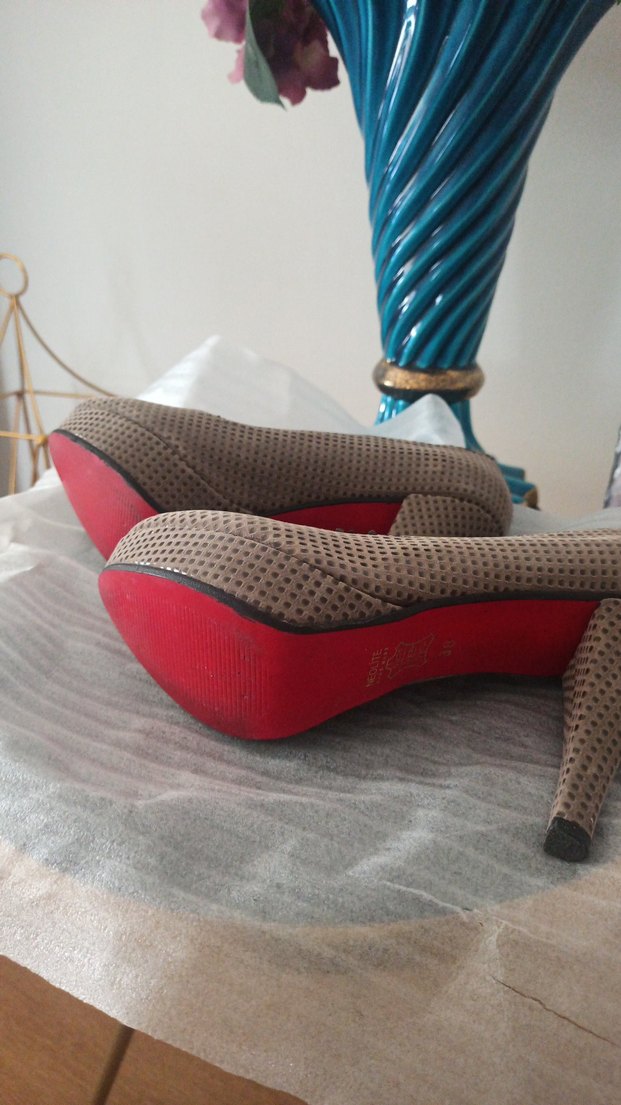 Bej Yılan Desenli Kadın Stiletto platform - Görsel 5