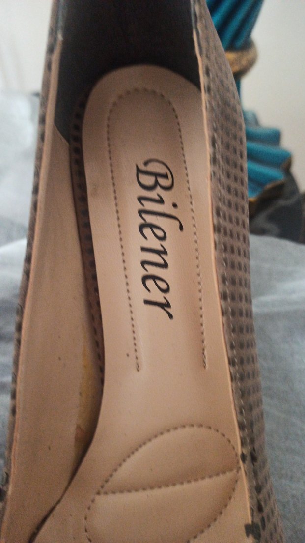 Bej Yılan Desenli Kadın Stiletto platform - Görsel 3