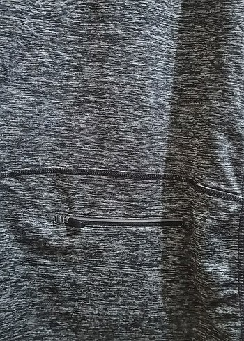 Gri Uzun Kollu Yarım Fermuarlı Sweatshirt arka cepli - Görsel 5