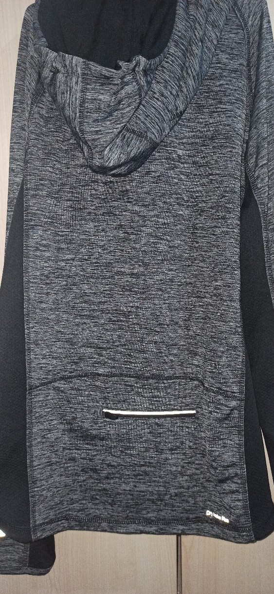 Gri Uzun Kollu Yarım Fermuarlı Sweatshirt  arka cepli - Görsel 4