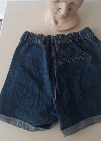 Kadın Mavi Loose Fit Mini Denim Şort - Görsel 4