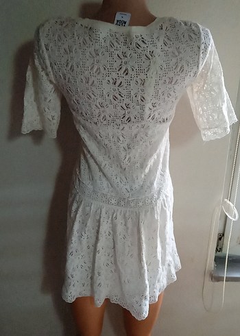 Beyaz Dantel Midi Bohem Elbise - Görsel 2