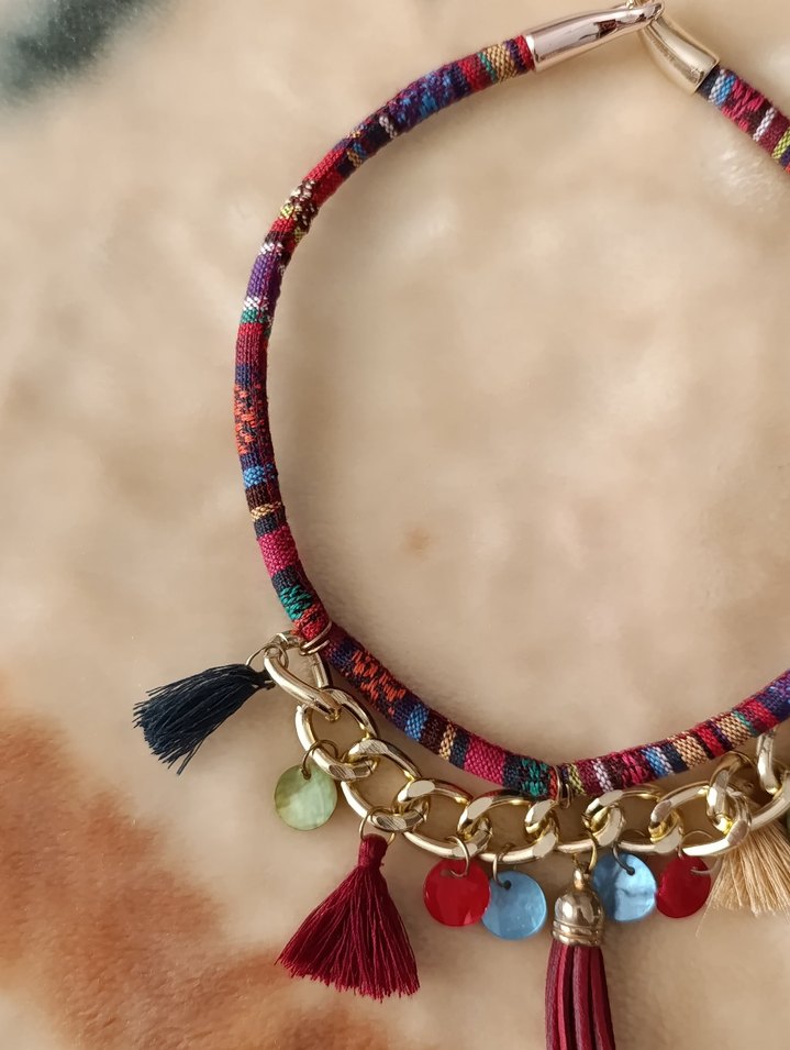 Renkli Püsküllü Bohem Kolye - Görsel 3