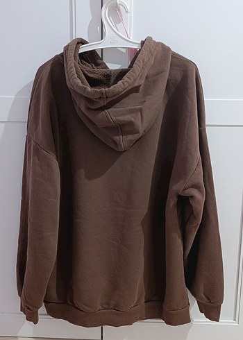 Kahverengi Kapüşonlu Baskılı Sweatshirt - Görsel 4