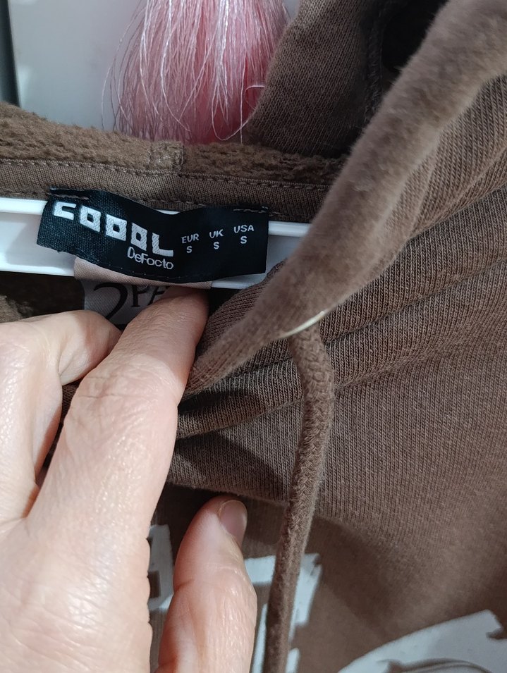 Kahverengi Kapüşonlu Baskılı Sweatshirt - Görsel 5