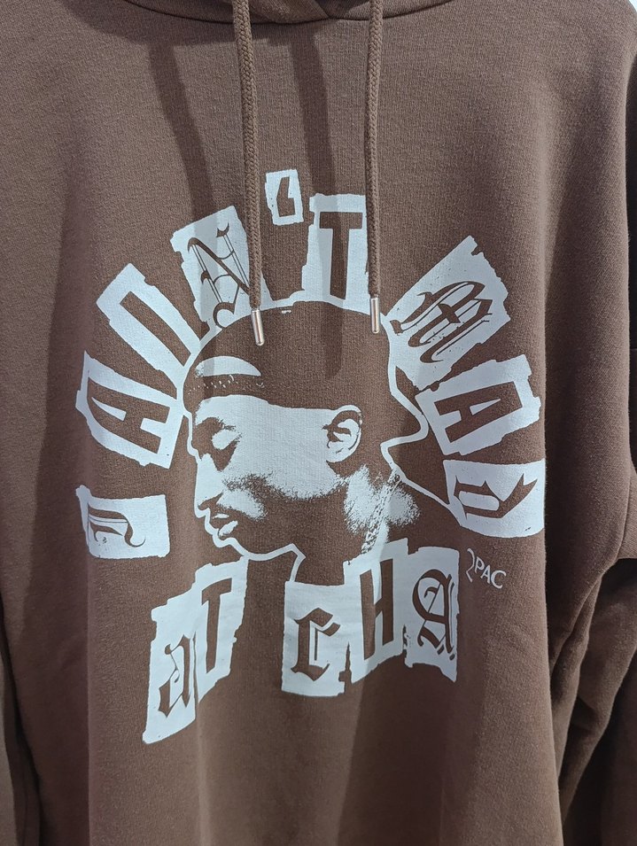 Kahverengi Kapüşonlu Baskılı Sweatshirt - Görsel 2