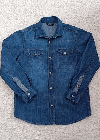 Düğmeli Erkek Çocuk Kot Gömlek - Görsel 3