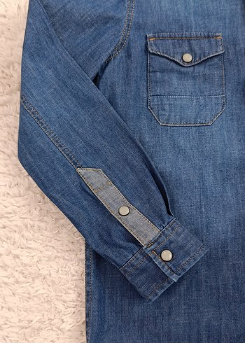 Düğmeli Erkek Çocuk Kot Gömlek - Görsel 7