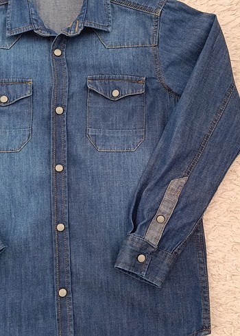 Düğmeli Erkek Çocuk Kot Gömlek - Görsel 4