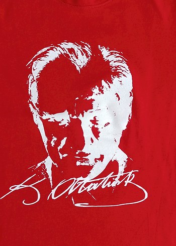 Kırmızı Atatürk Kısa Kollu Tişört - Görsel 4