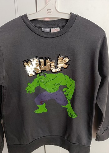 Erkek Çocuk Gri Hulk Baskılı Sweatshirt - Görsel 4