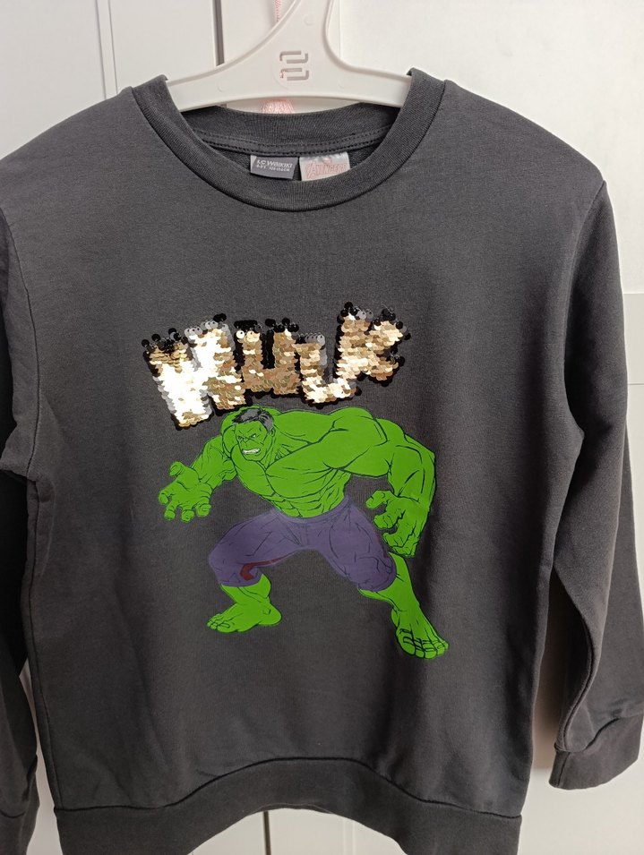 Erkek Çocuk Gri Hulk Baskılı Sweatshirt - Görsel 4