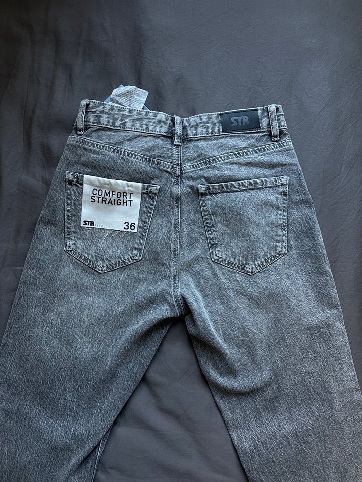 Stradivarius Gri Regular Fit Kadın Kot Pantolon - Görsel 5