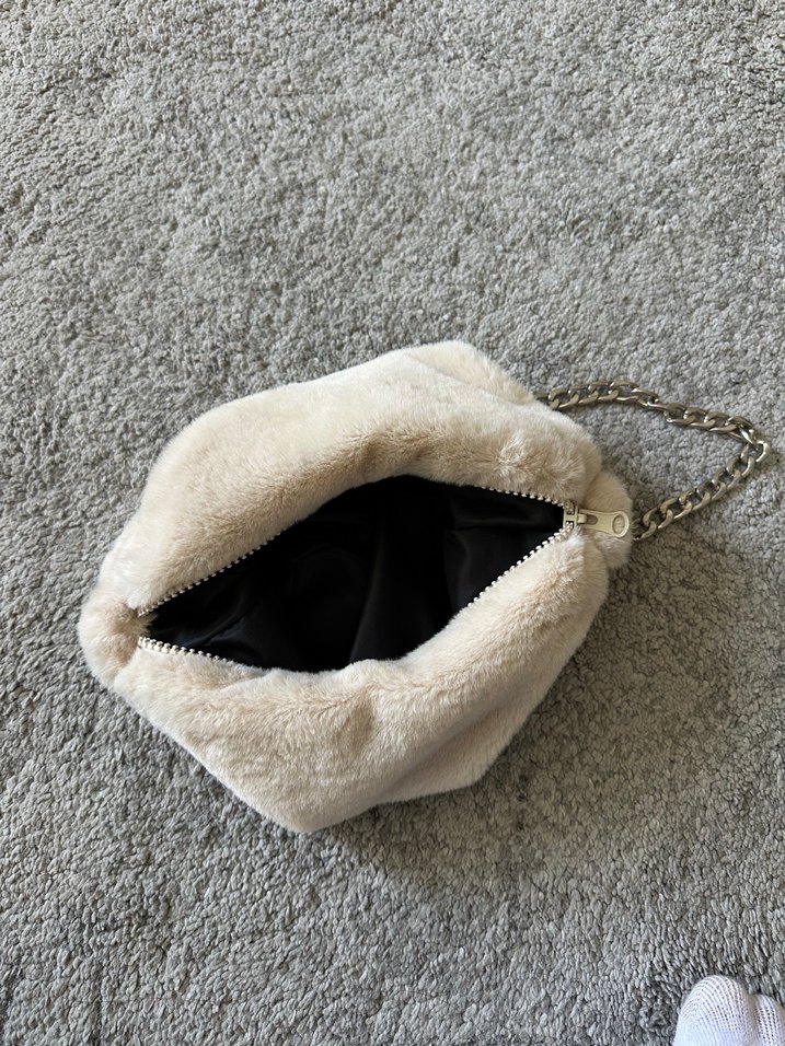 Bej Kürk Detaylı Kadın Omuz Çantası - Görsel 2