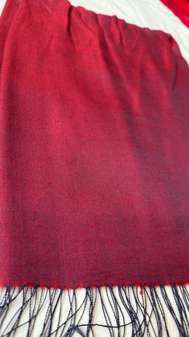 Bordo İpek Görünümlü Kadın Şal - Görsel 2