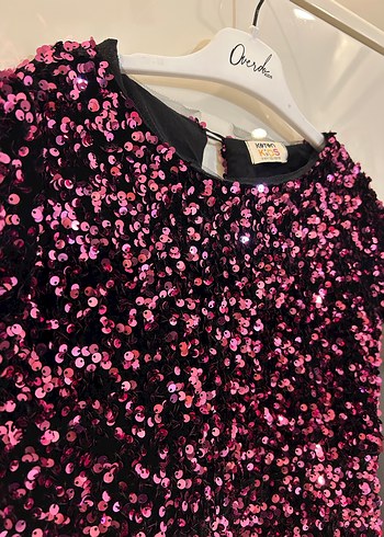 Kısa Kollu Pullu Kız Çocuk Elbise - Görsel 5