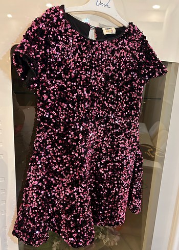 Kısa Kollu Pullu Kız Çocuk Elbise - Görsel 3