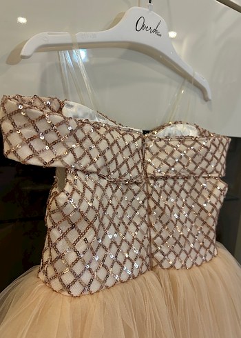 Kız Çocuk Bej Straplez Fırfırlı Elbise - Görsel 5