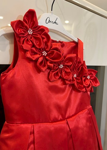 Kırmızı Nakışlı Kolsuz Kız Çocuk Elbise - Görsel 3