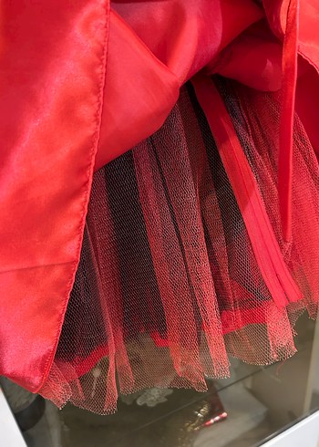 Kırmızı Nakışlı Kolsuz Kız Çocuk Elbise - Görsel 7