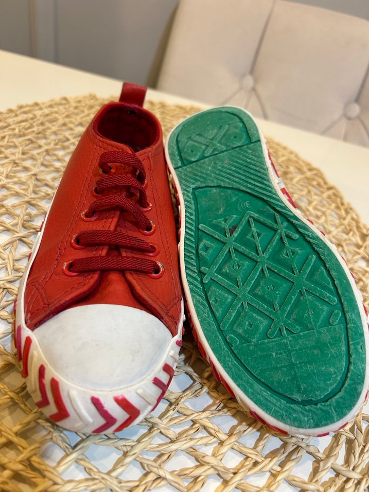 Kız Çocuk Kırmızı Bağcıklı Spor Ayakkabı - Görsel 4