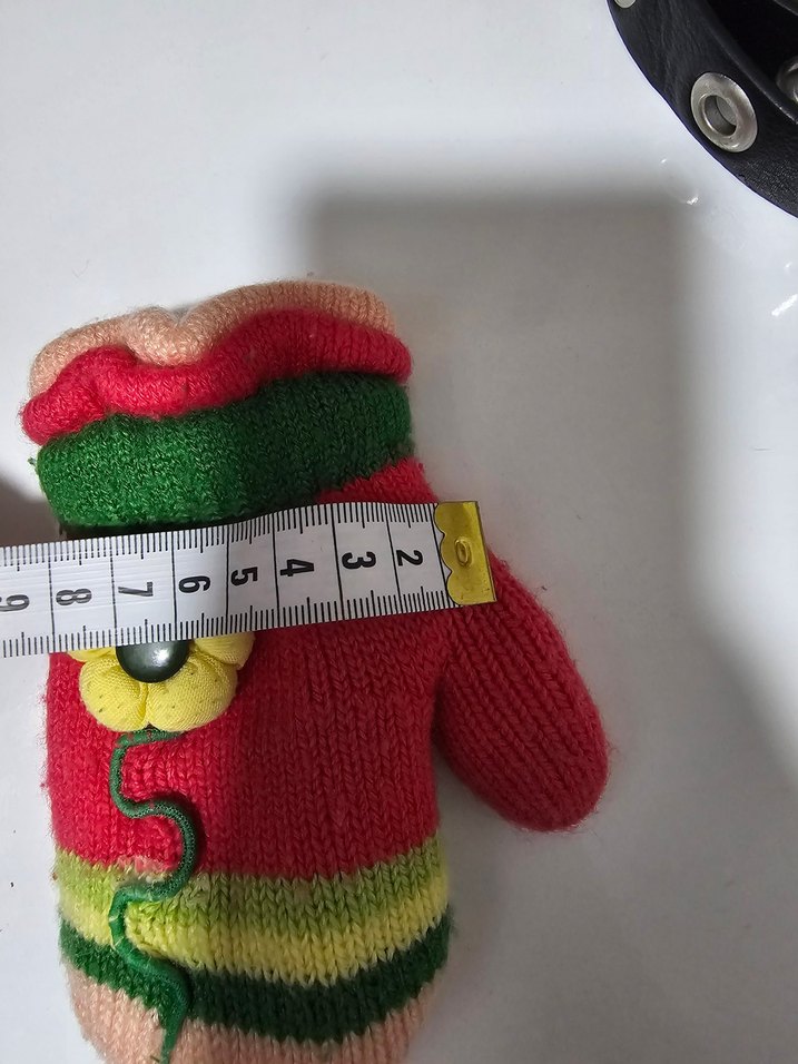 Renkli Nakışlı Örgü Kız Eldiveni - Görsel 5