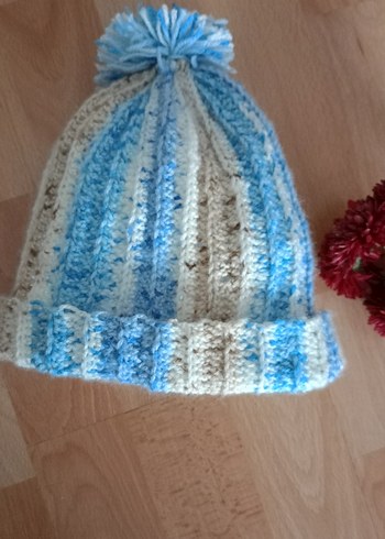 Renkli Bağlama Desenli Örgü Çocuk Bere - Görsel 2