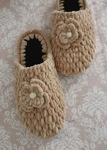 Bej Örgü Kadın Ev Terliği - Görsel 5