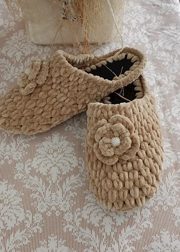 Bej Örgü Kadın Ev Terliği - Görsel 6