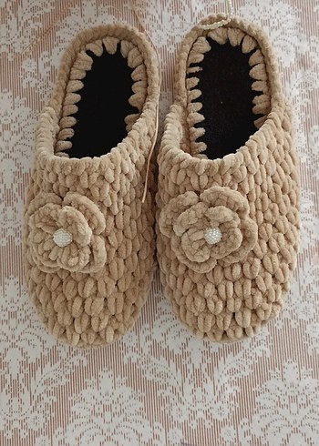 Bej Örgü Kadın Ev Terliği - Görsel 3