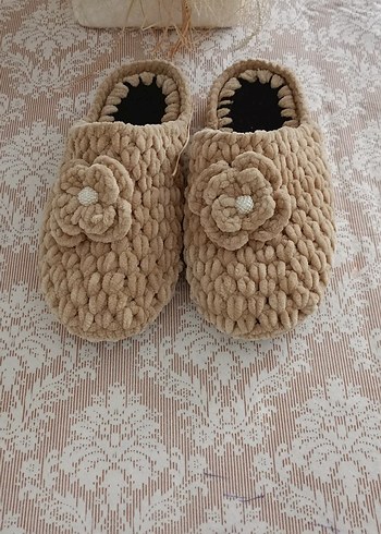 Bej Örgü Kadın Ev Terliği - Görsel 7