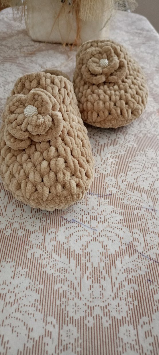 Bej Örgü Kadın Ev Terliği - Görsel 4