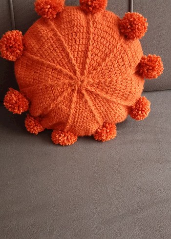Turuncu Bohem Yuvarlak Ponponlu Yastık - Görsel 8