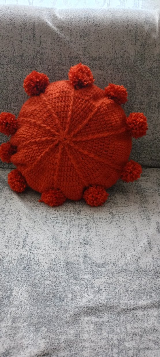 Turuncu Bohem Yuvarlak Ponponlu Yastık - Görsel 3