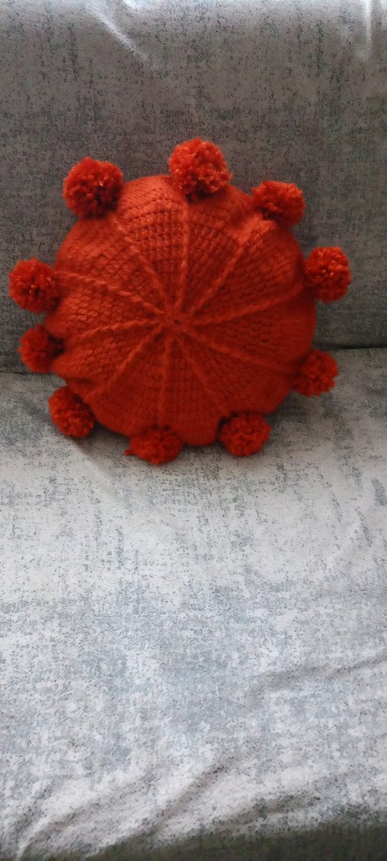 Turuncu Bohem Yuvarlak Ponponlu Yastık - Görsel 2