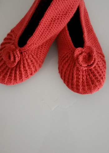 Pembe Örgü Kadın Ev Terliği - Görsel 4