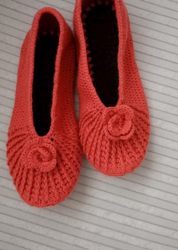 Pembe Örgü Kadın Ev Terliği - Görsel 3