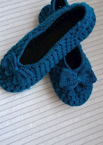 Pembe Örgü Kadın Ev Terliği - Görsel 6