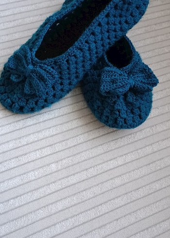 Pembe Örgü Kadın Ev Terliği - Görsel 7