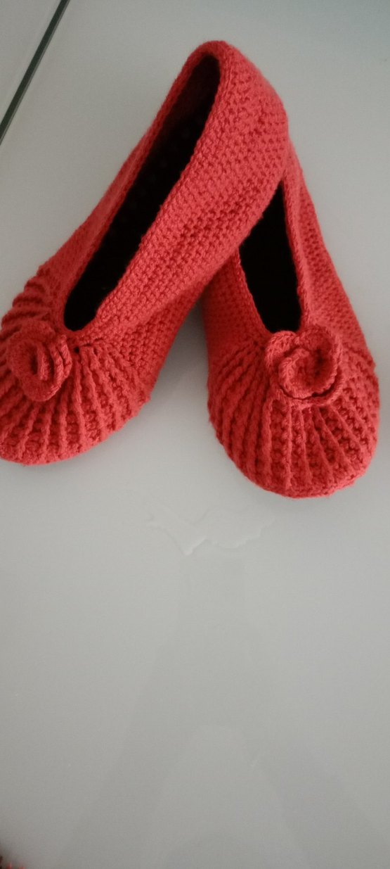 Pembe Örgü Kadın Ev Terliği - Görsel 4