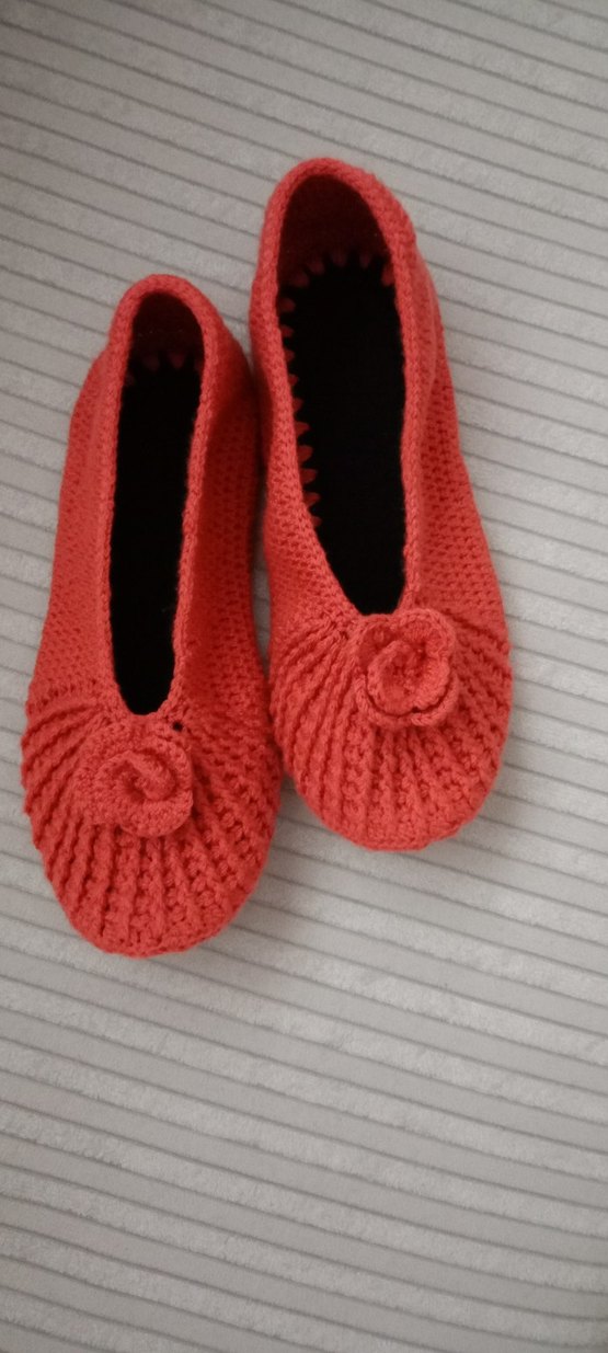 Pembe Örgü Kadın Ev Terliği - Görsel 3