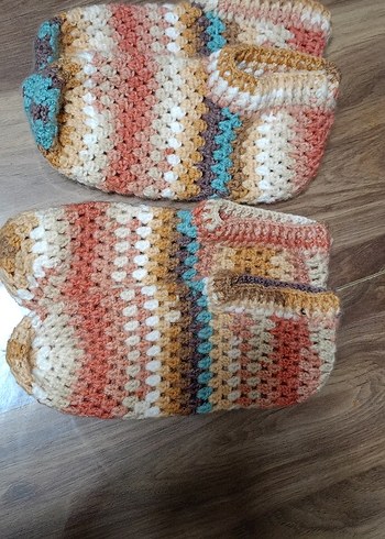 Renkli Örgü Kadın Ev Terliği - Görsel 4