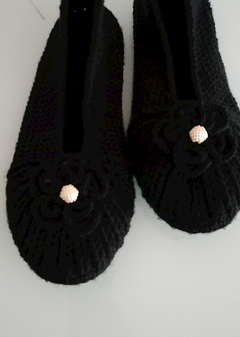 Pembe Örgü Dolgu Topuk Kadın Ev Terliği - Görsel 5