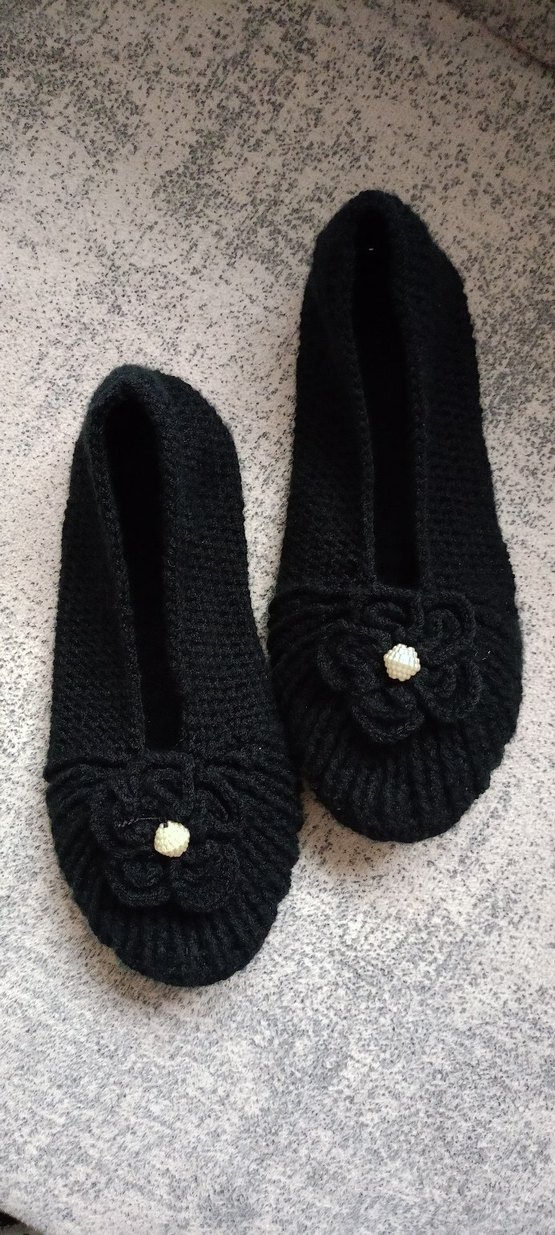 Pembe Örgü Dolgu Topuk Kadın Ev Terliği - Görsel 4