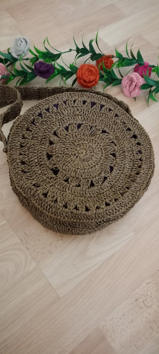 Bohem Renkli Nakışlı Örgü Kadın Çapraz Çanta - Görsel 4