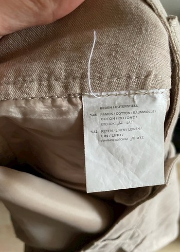 Collezione Bej Keten Pamuk Bermuda Şort - Görsel 5