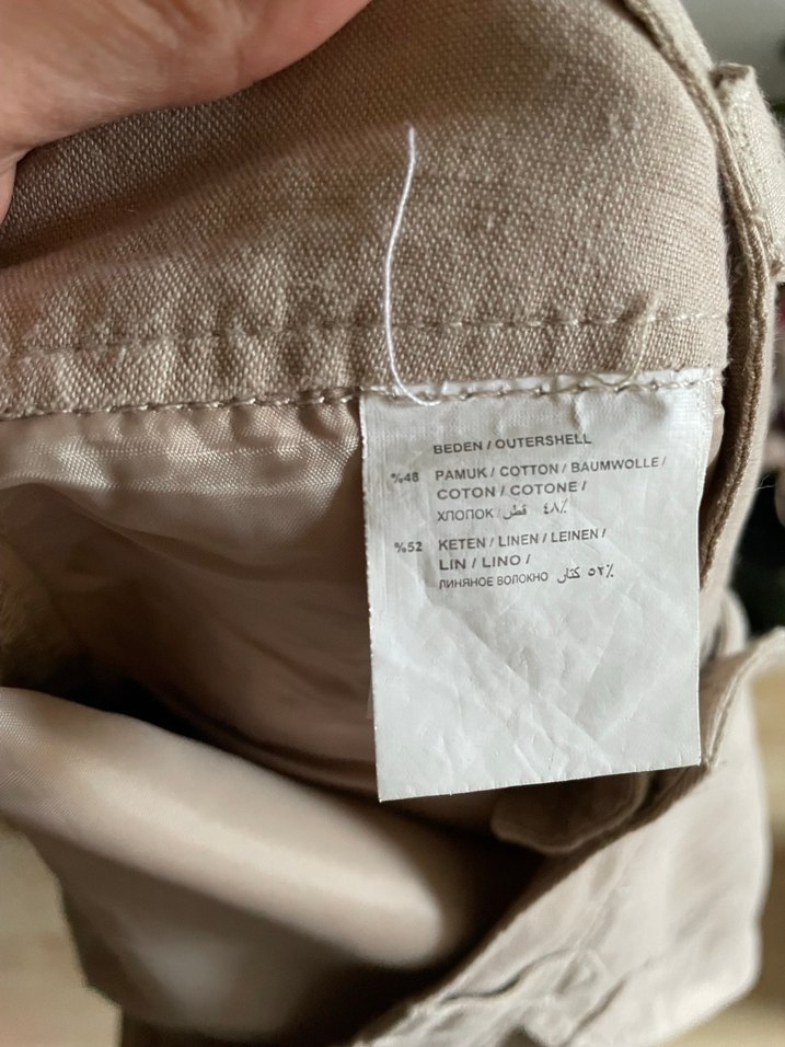 Collezione Bej Keten Pamuk Bermuda Şort - Görsel 5