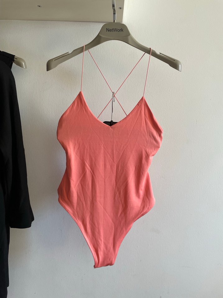 Bershka Somon Çapraz İp Askılı Body - Görsel 3